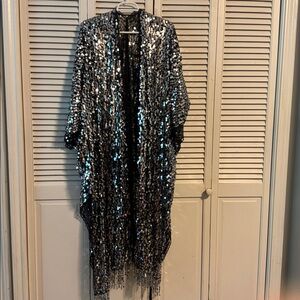 Silver Sequin Kimono